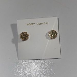 Tory Burch stud earrings pink and gold